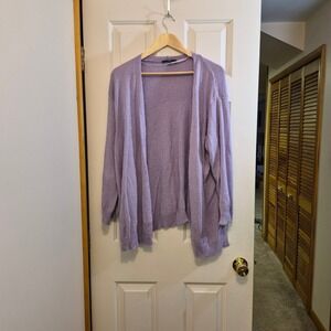 Lulus Lavender Purple Boucle Knit Open Front Cardigan Sweater Womens Medium